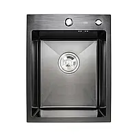 Кухонная мойка Platinum Handmade PVD из нержавеющей стали 3 мм, 40x50x22 см, Прямоугольная, Черная (000032258)