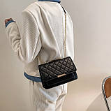 Дефект! Жіноча класична сумка стьобана крос-боді через плече чорна, фото 5