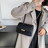 Дефект! Жіноча класична сумка стьобана крос-боді через плече чорна, фото 7