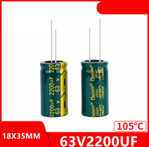 Конденсатор CHONGX VEHT 2200uF 63V 2200мкФ 63В 18*35 LowESR, фото 1