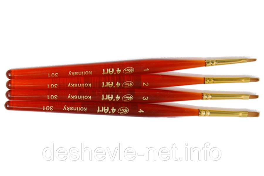 Колонок плоский, 301, No 4, коротка ручка, пензель 4'Art