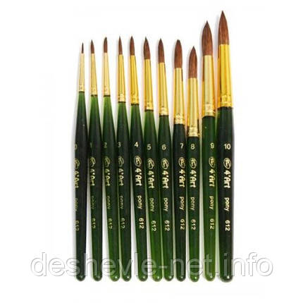 Поні кругла, 612, № 0, коротка ручка, кисть 4'Art, фото 1