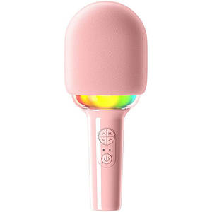 Блютуз караоке-мікрофон колонка L8 з LED підсвічуванням Pink