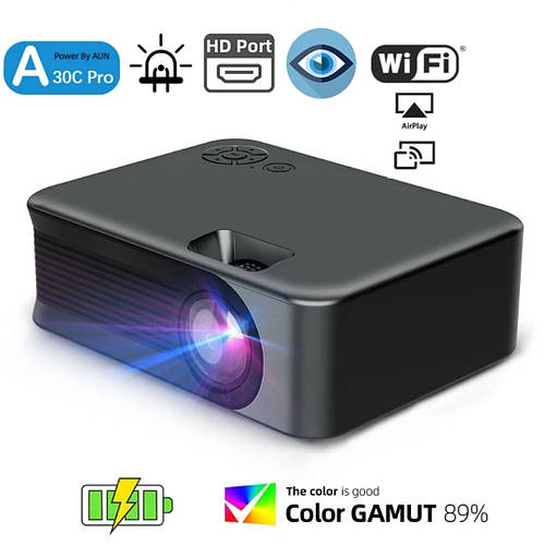 Проектор AUN A30C Pro с аккумулятором 5000mAh AirPlay телевизор smart ...