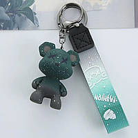 Брелок Мишка трендовый брелок для ключей в виде медведя зеленый