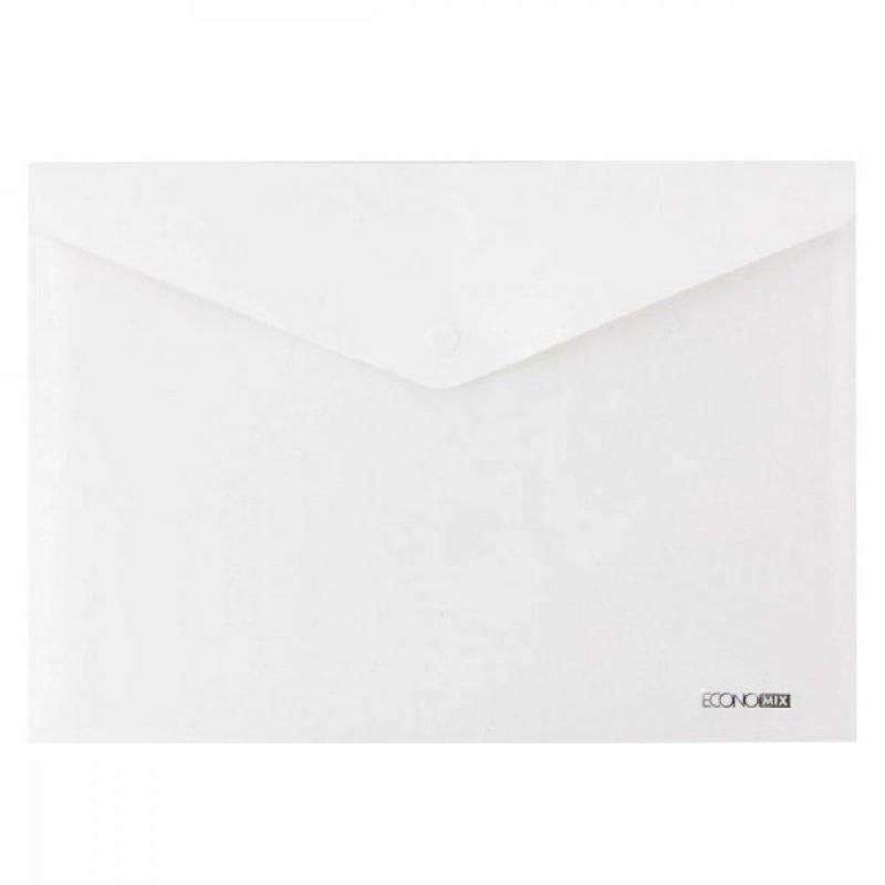 Папка конверт пластикова А4 Economix   на кнопці біла 629339/E31301-14