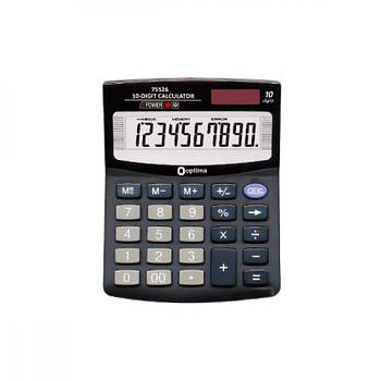 Настільний калькулятор Optima 125 х 100 х 27 мм O75526 10 розрядний пластиковий чорний 618752