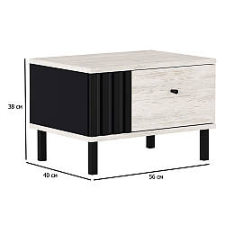 Світла приліжкова тумба на ніжках Тео 56 см артвуд світлий і антрацит з шухлядою