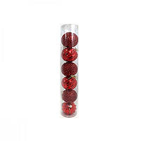 Набор елочных шаров D80 мм "Блеск" (6шт) красный 614233