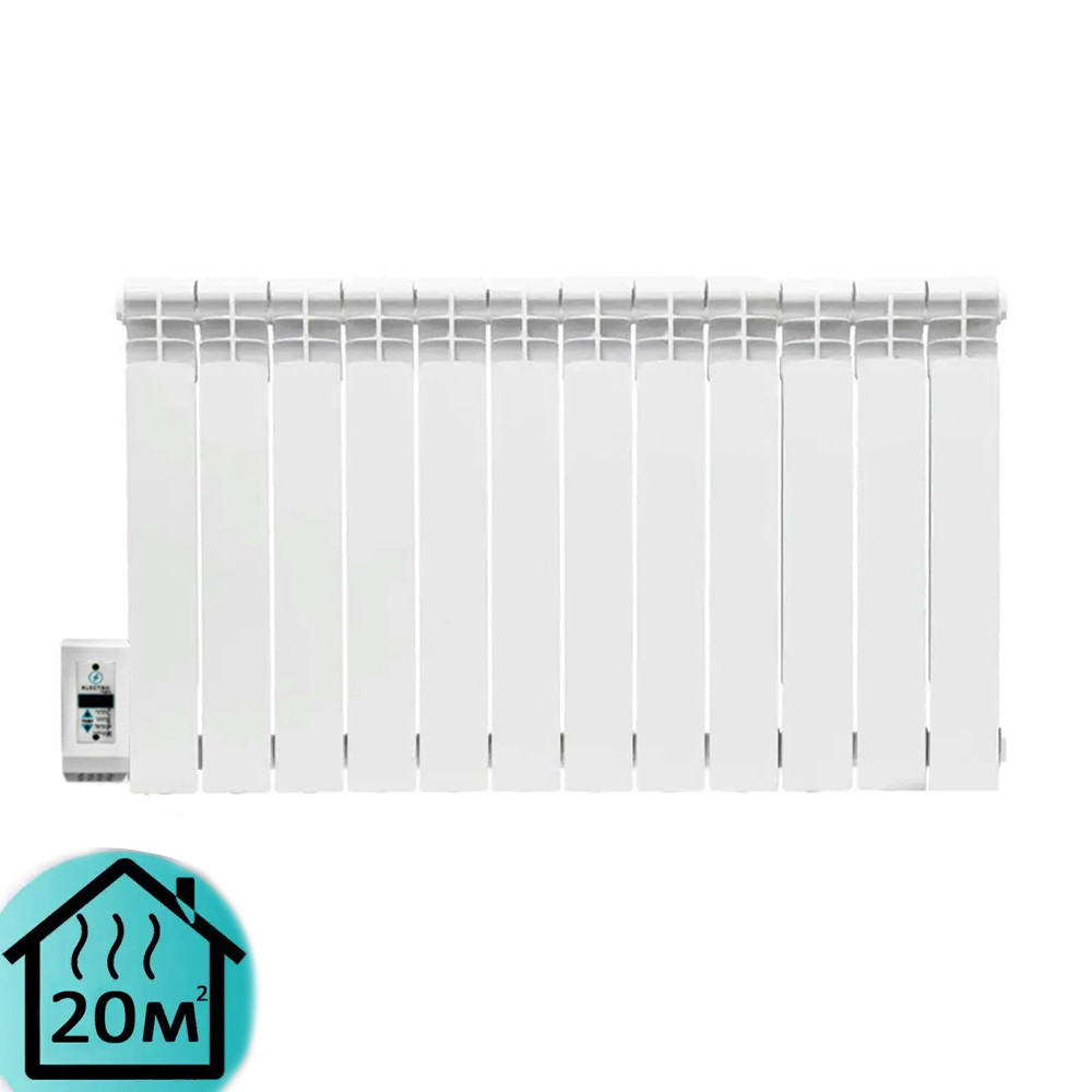 Електрорадіатор ELECTRO.12WL, стандарт 500/96 (168Вт) Wi-Fi зліва 1300Вт з настінними кріпленнями