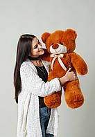 Подарок девушке плюшевый медвежонок 80 см красивый мишка коричневый и оригинальный подарок ребенку