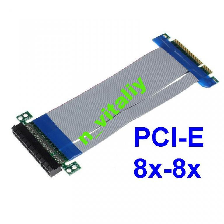 Райзер PCI-E 8x-8x гнучкий подовжувач шлейф 19 см, фото 1