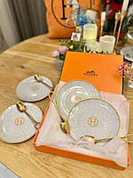 Тарелки десертные Hermes фарфор 4 шт комплект на подарок