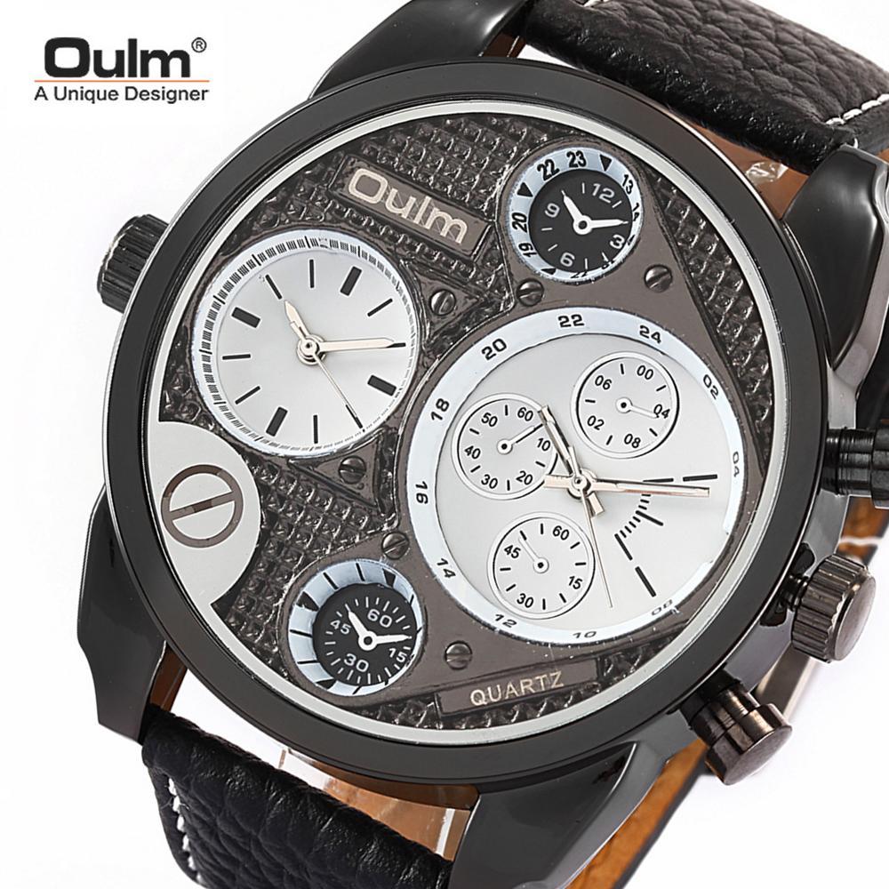 Великий годинник Oulm 9316 Steampunk з двома циферблатами.
