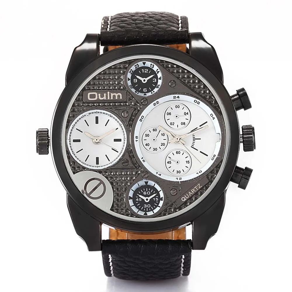 Крупные часы Oulm 9316 Steampunk с двумя циферблатами. - фото 9 - id-p388288711