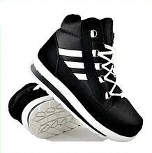 Зимові жіночі Кросівки на Хуху Адідас Чорні Снікерси в стилі Ad!das (розміри: 36)