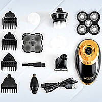 Роторний тример для стриження акумуляторний (5в1), Професійна електробритва з насадками, LZI