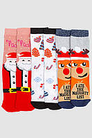 Комплект женских носков новогодних 3 пары, цвет красный,белый,светло-серый, 151R263
