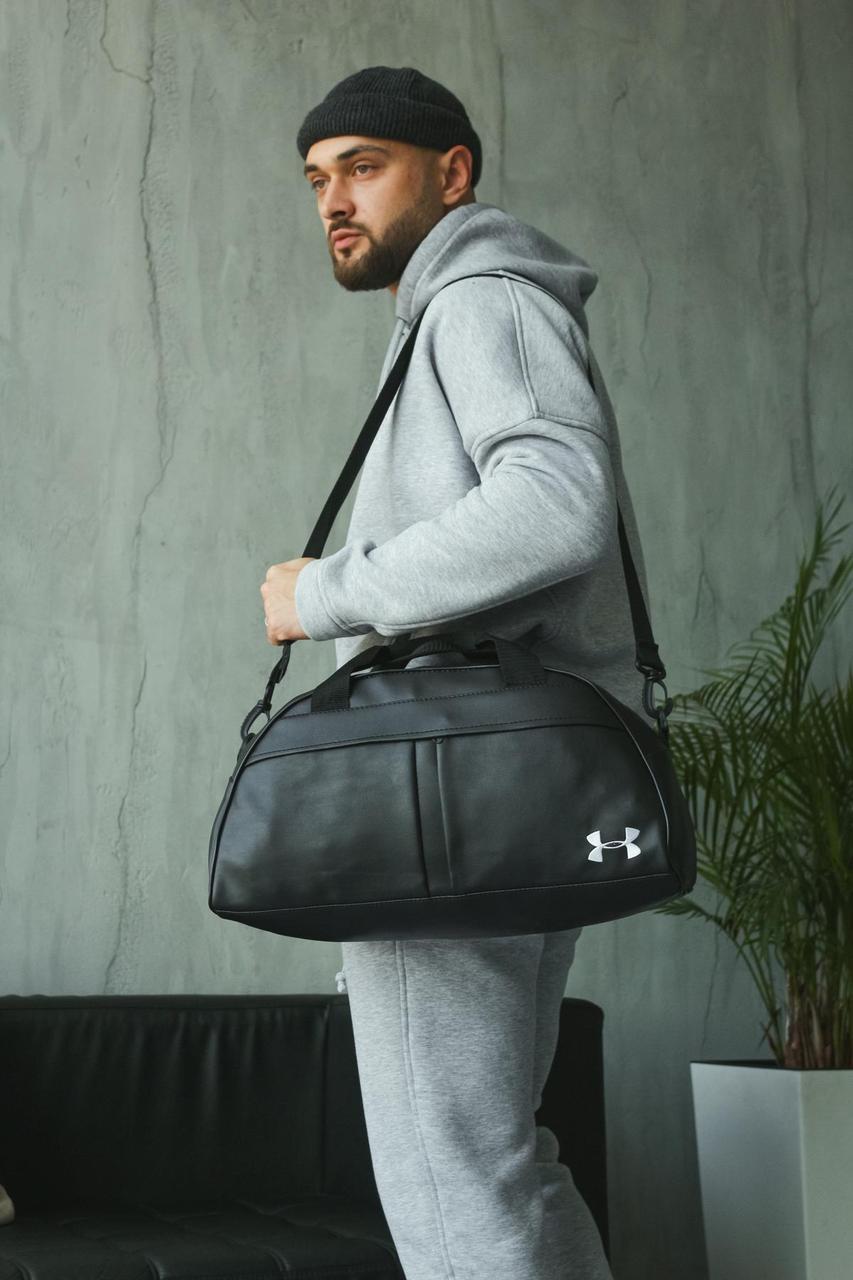 Сумка груша кожзам черный Under Armour с белым лого - фото 1 - id-p1809820626