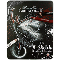 Набор карандашей для рисунка X-SKETCH Mega Sketching 12 шт. мет. коробка Cretacolor