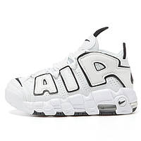 Мужские / женские кроссовки Nike Air More Uptempo White Black, белые кожаные кроссовки найк аир море аптемпо