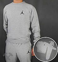 Спортивный костюм Джордан мужской, брендовый костюм Jordan трикотажный (на флисе и без) XS Серый