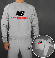 Спортивный костюм Нью Беланс мужской, брендовый костюм New Balance трикотажный (на флисе и без) XS Серый