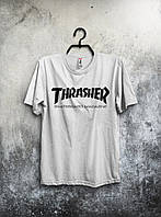 Футболка Трешер мужская хлопковая, спортивная летняя футболка Thrasher, Турецкий хлопок, S Белая