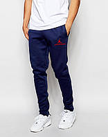 Мужские спортивные штаны Джордан, штаны Jordan на манжете трикотажные, (на флисе и без) S синие
