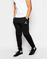Мужские спортивные штаны Джордан, штаны Jordan на манжете трикотажные, (на флисе и без) S черные
