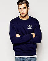 Мужская спортивная кофта Адидас (Adidas), мужской трикотажный свитшот, (на флисе и без) XS синяя
