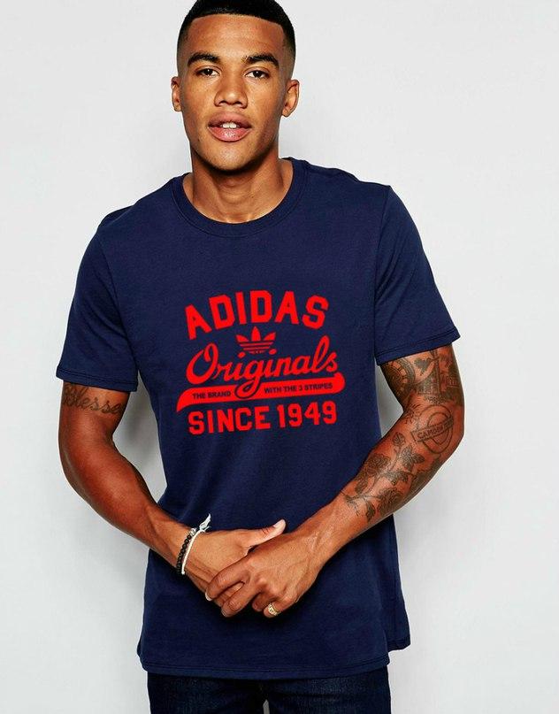 Чоловіча футболка Adidas, чоловіча футболка Адідас, спортивна, брендовий, бавовна, синя, всі розміри S