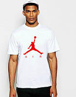 Футболка Джордан мужская хлопковая, спортивная летняя футболка Jordan, Турецкий хлопок, S Белая