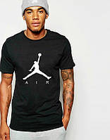 Футболка Джордан мужская хлопковая, спортивная летняя футболка Jordan, Турецкий хлопок, S Черная
