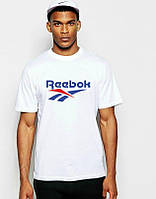 Футболка Рибок мужская хлопковая, спортивная летняя футболка Reebok, Турецкий хлопок, S Белая