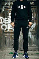 Спортивный костюм Умбро мужской, брендовый костюм Umbro трикотажный (на флисе и без) XS Черный