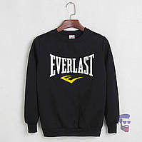 Мужская спортивная кофта Еверласт (Everlast), мужской трикотажный свитшот, (на флисе и без) XS черная