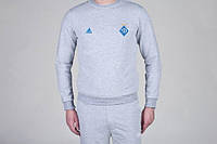Мужская спортивная кофта Адидас (Adidas), мужской трикотажный свитшот, (на флисе и без) XS серая