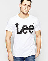 Футболка Лии мужская хлопковая, спортивная летняя футболка Lee, Турецкий хлопок, S Белая