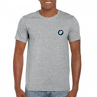 Футболка БМВ мужская хлопковая, спортивная летняя футболка BMW, Турецкий хлопок, S Светло-Серая