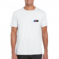 Футболка БМВ мужская хлопковая, спортивная летняя футболка BMW, Турецкий хлопок, S Белая