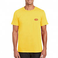 Футболка Киа мужская хлопковая, спортивная летняя футболка Kia, Турецкий хлопок, S Желтая