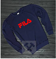 Мужская спортивная кофта Фила (Fila), мужской трикотажный свитшот, (на флисе и без) XS синяя