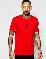 Футболка Джордан мужская хлопковая, спортивная летняя футболка Jordan, Турецкий хлопок, S Красная