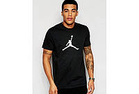 Футболка Джордан мужская хлопковая, спортивная летняя футболка Jordan, Турецкий хлопок, S Черная