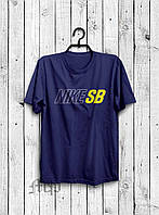 Футболка Найк мужская хлопковая, спортивная летняя футболка Nike, Турецкий хлопок, S синяя