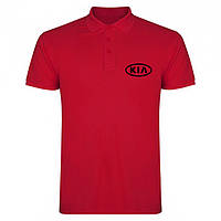 Поло Киа (Kia) мужское, тенниска Киа, мужская футболка Киа, Турецкий хлопок, S красное