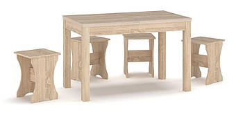 Стіл розсувний + 4 табуретки (комплект) Наполеон - Дуб Самоа