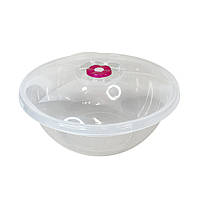 Миска с крышкой для дома на 10Л пищевая, пластиковая, круглая, прозрачная SNMZ