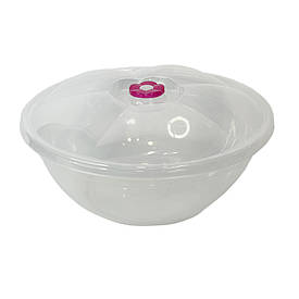 Кухонна миска з пластику та кришкою 15Л харчова, кругла, прозора SNMZ